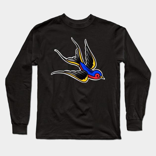 Swallow Long Sleeve T-Shirt by JIMDOWNTATTOOS